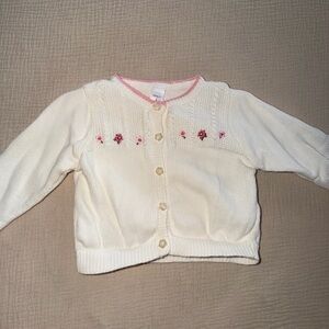 Carter's Cream Knit Cardigan with Pink Trim